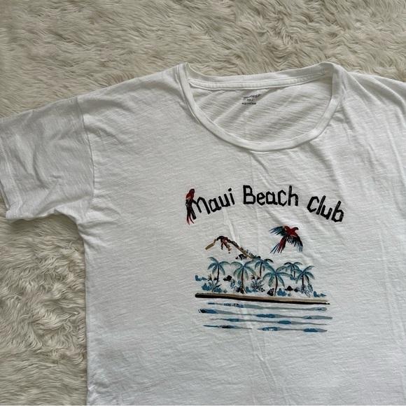 Madewell Top Maui Beach Club Graphic Whisper Cotton Crewneck Tee White S - Picture 5 of 10